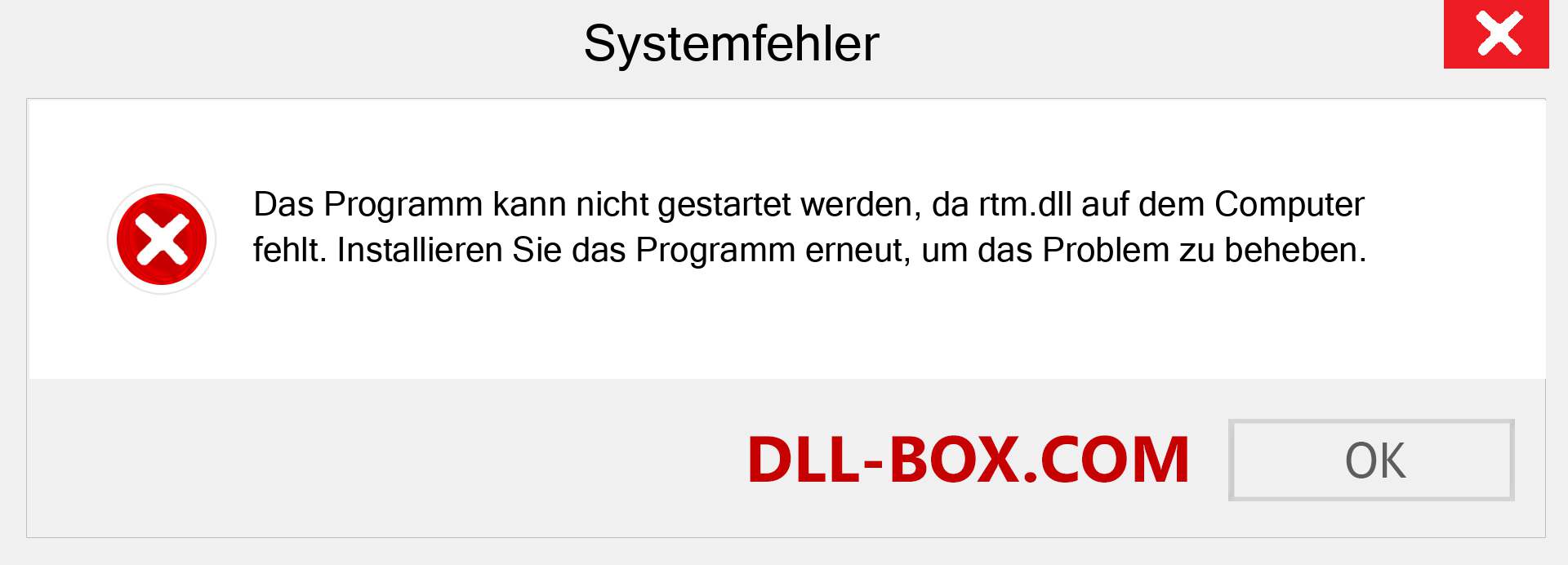 rtm.dll-Datei fehlt?. Download für Windows 7, 8, 10 - Fix rtm dll Missing Error unter Windows, Fotos, Bildern