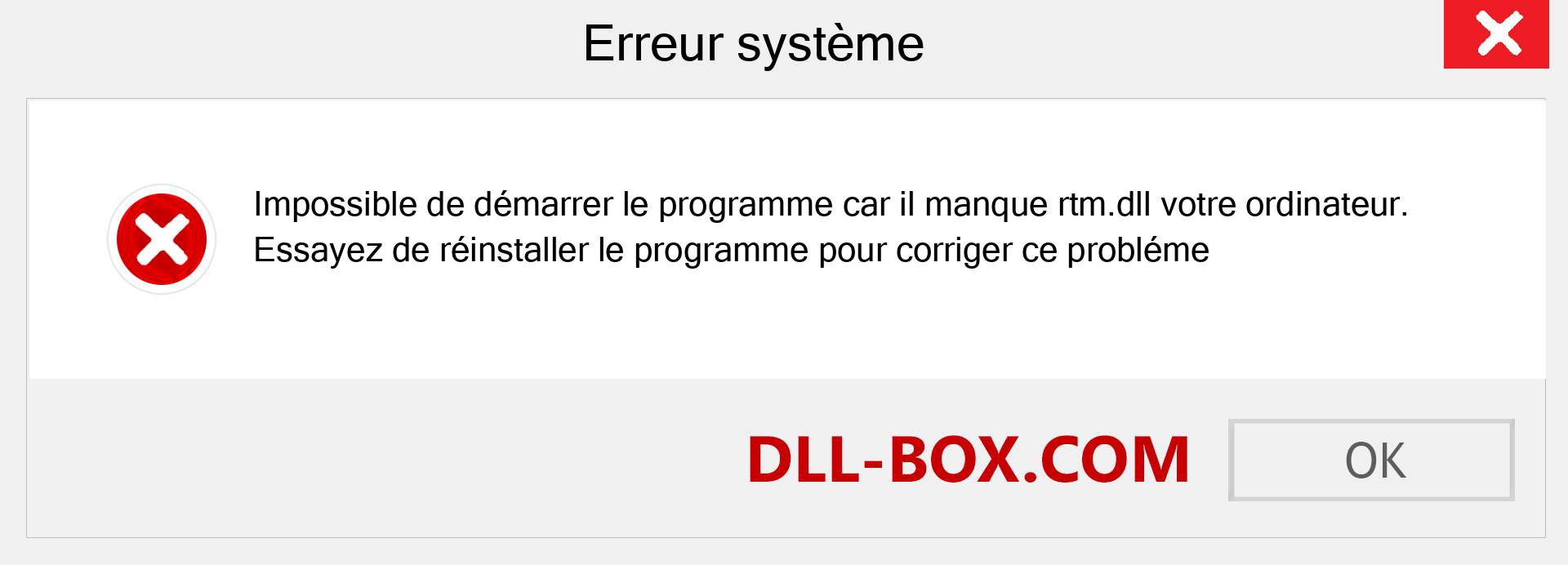 Le fichier rtm.dll est manquant ?. Télécharger pour Windows 7, 8, 10 - Correction de l'erreur manquante rtm dll sur Windows, photos, images